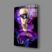 Neon-bust panel bringing vaporwave drama to a contemporary living space