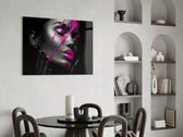 Purple Woman panel adding luxe mood to a dressing area
