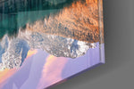 Lake Fusine artwork anchoring a wall with serene scenic palette
