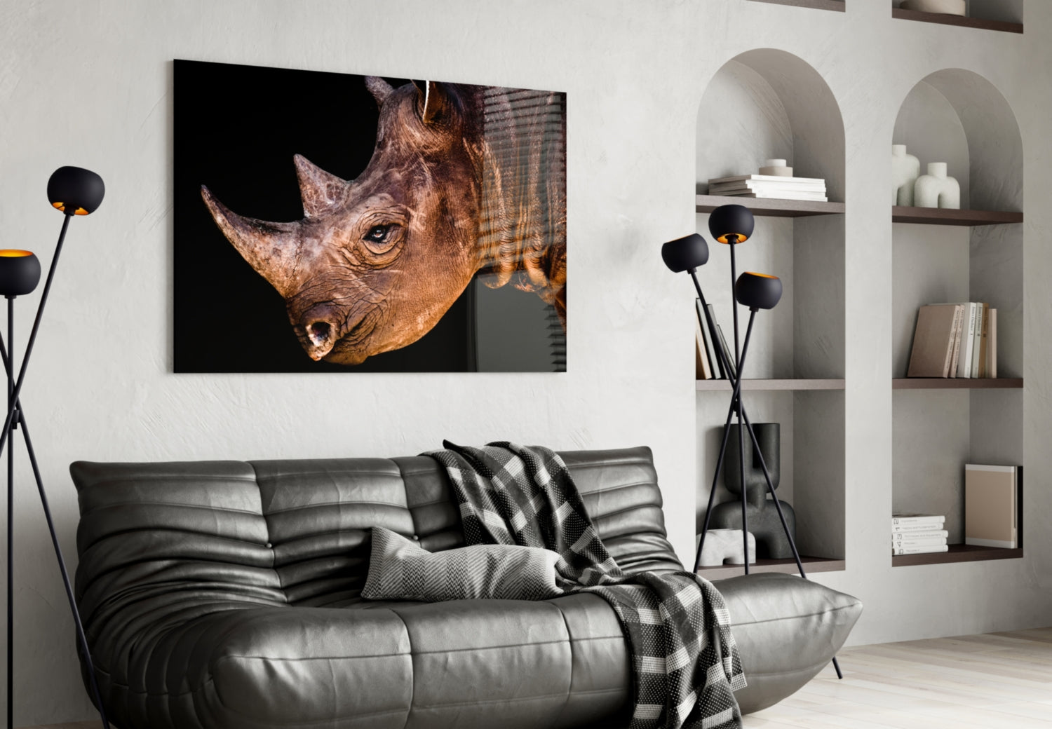 Rhino Glass Wall Art.