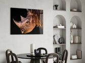 Rhino panel adding statement mood to a man's office