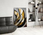 Gold Wave panel adding luxury mood to a foyer