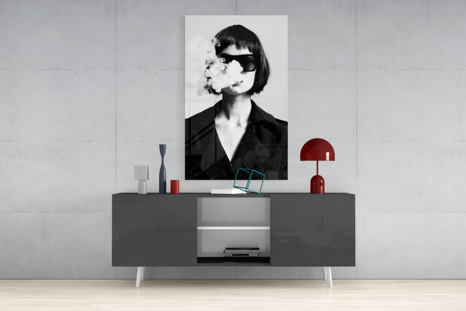 Black and White Woman Glass Wall Art.