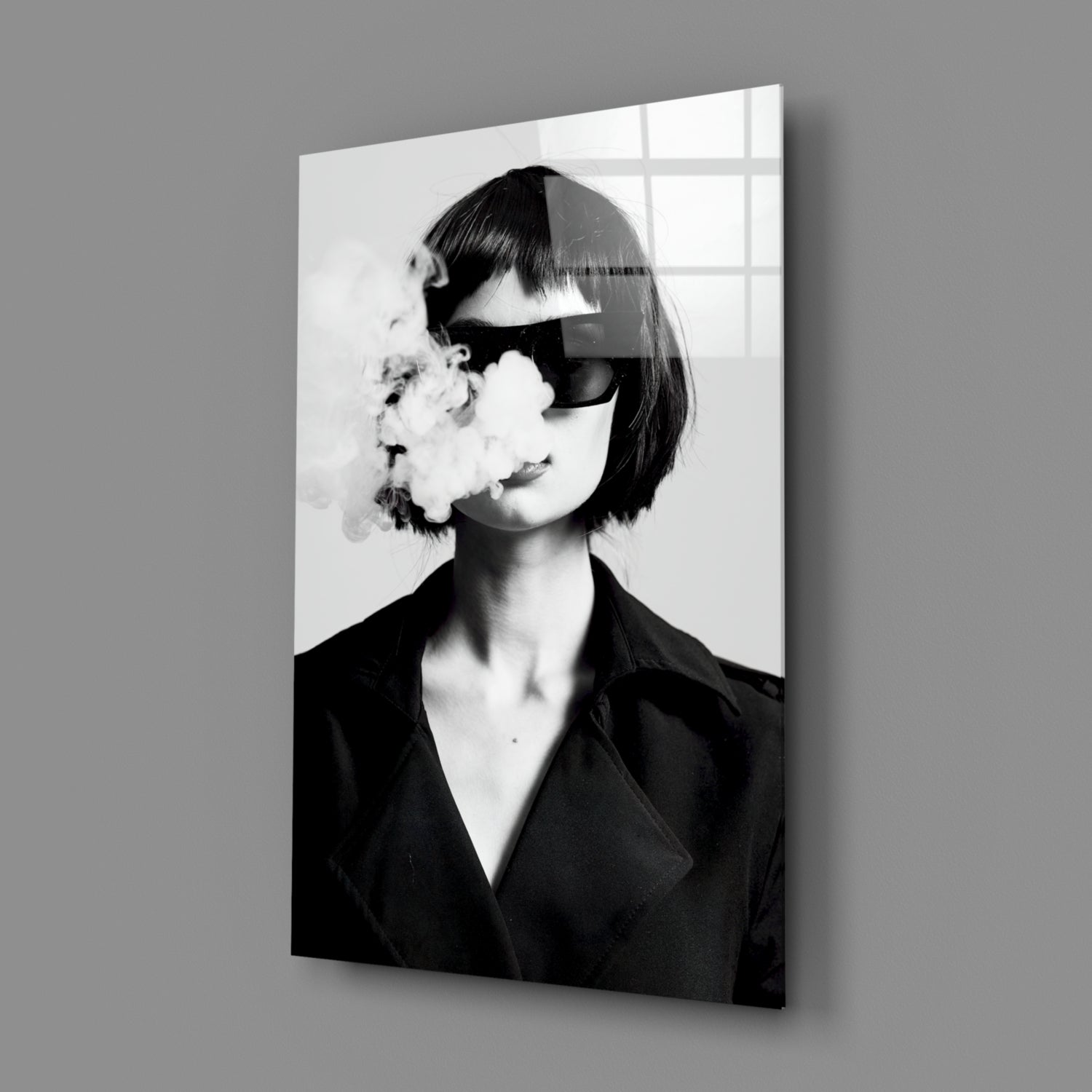 Black and White Woman Glass Wall Art.