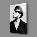 Noir-portrait panel bringing editorial drama to a contemporary living space
