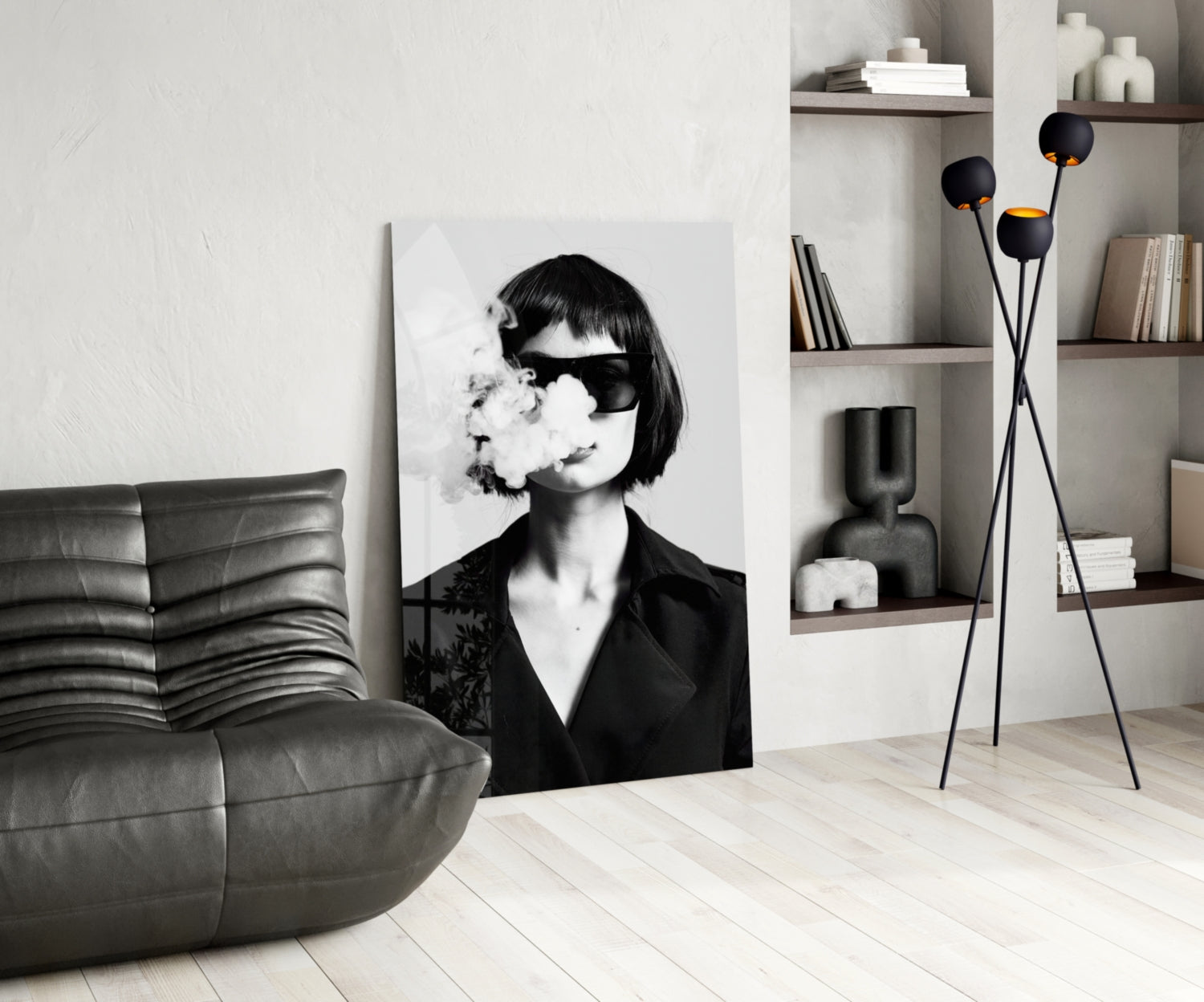 Black and White Woman Glass Wall Art.