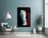 Apollo Dust glass wall art styled above a desk in a teen room