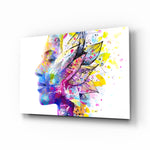 Dreamer glass wall art displayed above a console in a designer interior