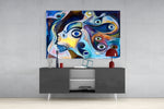 Eyes panel catching gallery light to reveal its tactile swirl