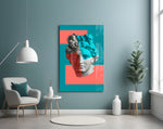 Apollo Memphis glass wall art styled above a desk in a teen room