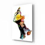 Painted Profile glass wall art displayed above a console in a designer interior