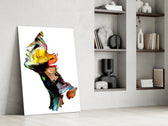 Painted Profile glass print enhancing a foyer with editorial drama