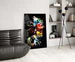 Ecstasy panel adding editorial mood to a powder room