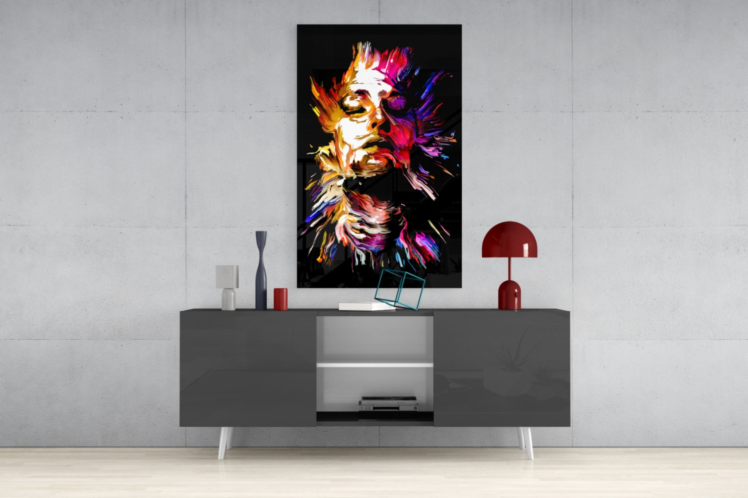 Abstract Portrait Glass Wall Art.
