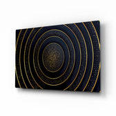 Gold Ripple glass wall art displayed above a console in a designer interior