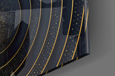 Gold Ripple artwork anchoring a wall with bold luxe palette