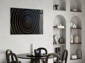 Gold Ripple panel adding editorial mood to a living room