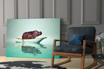 Hippo Boat glass print enhancing a creative office with editorial spirit