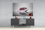 Pink Hippo panel catching gallery light to reveal its tactile ripple