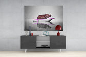 Pink Hippo panel catching gallery light to reveal its tactile ripple