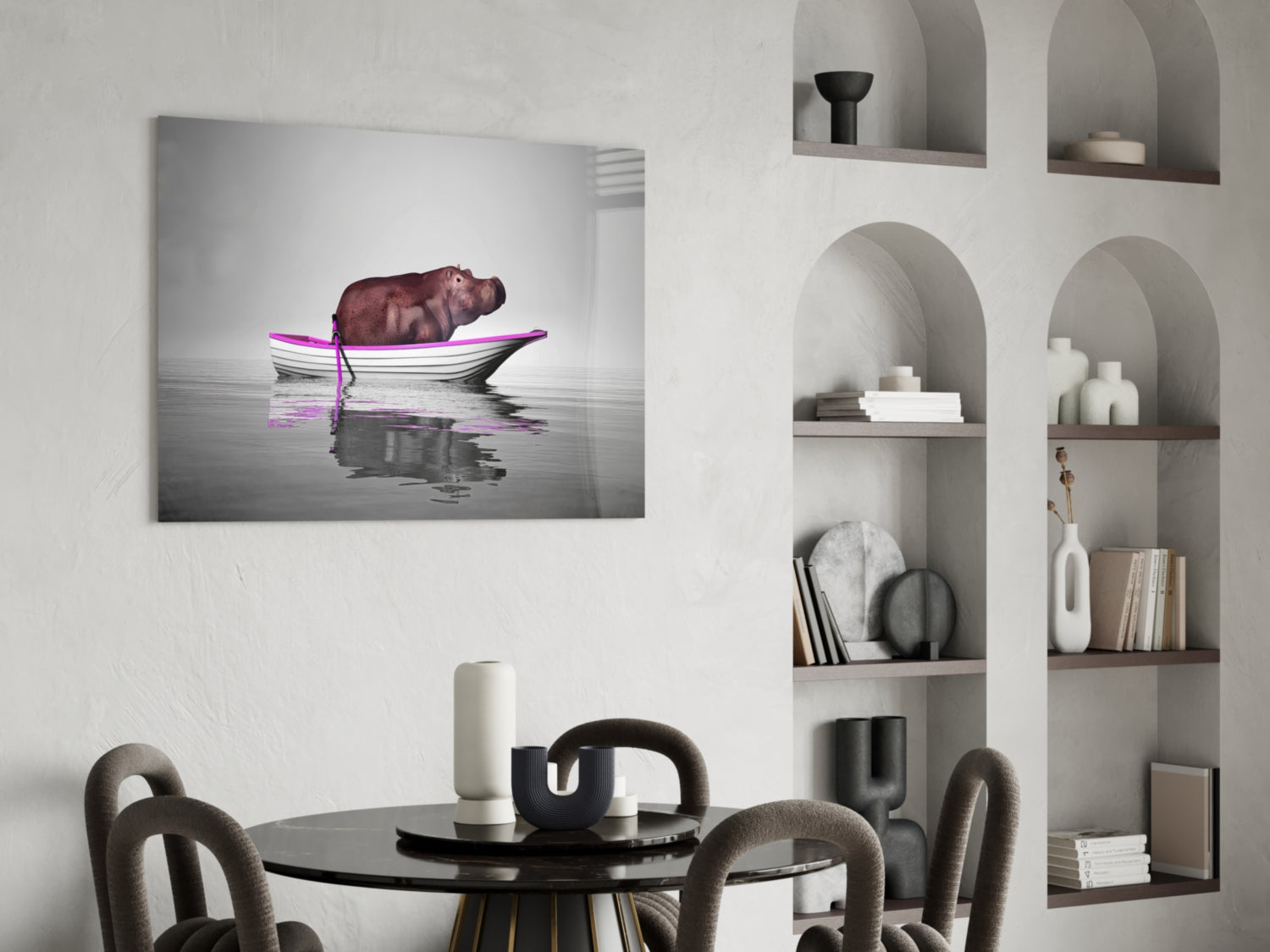 Hippo Glass Wall Art.