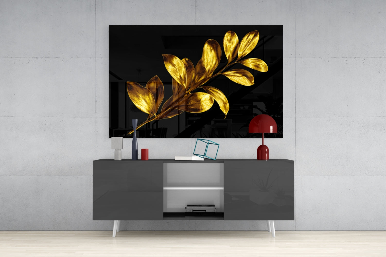 Yellow Leaves Glass Wall Art.
