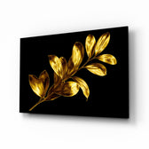 Gold Branch glass wall art displayed above a console in a designer interior