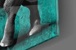 Teal Elephant artwork anchoring a wall with bold naturalist palette