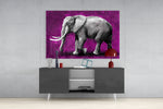 Magenta Elephant panel catching gallery light to reveal its tactile fold