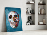 Geo Skull glass print enhancing a foyer with editorial drama