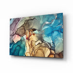 Coastal Marble glass wall art displayed above a console in a designer interior