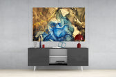 Sapphire Marble panel catching gallery light to reveal its tactile bloom
