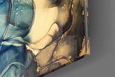 Sapphire Marble artwork anchoring a wall with bold luxe palette