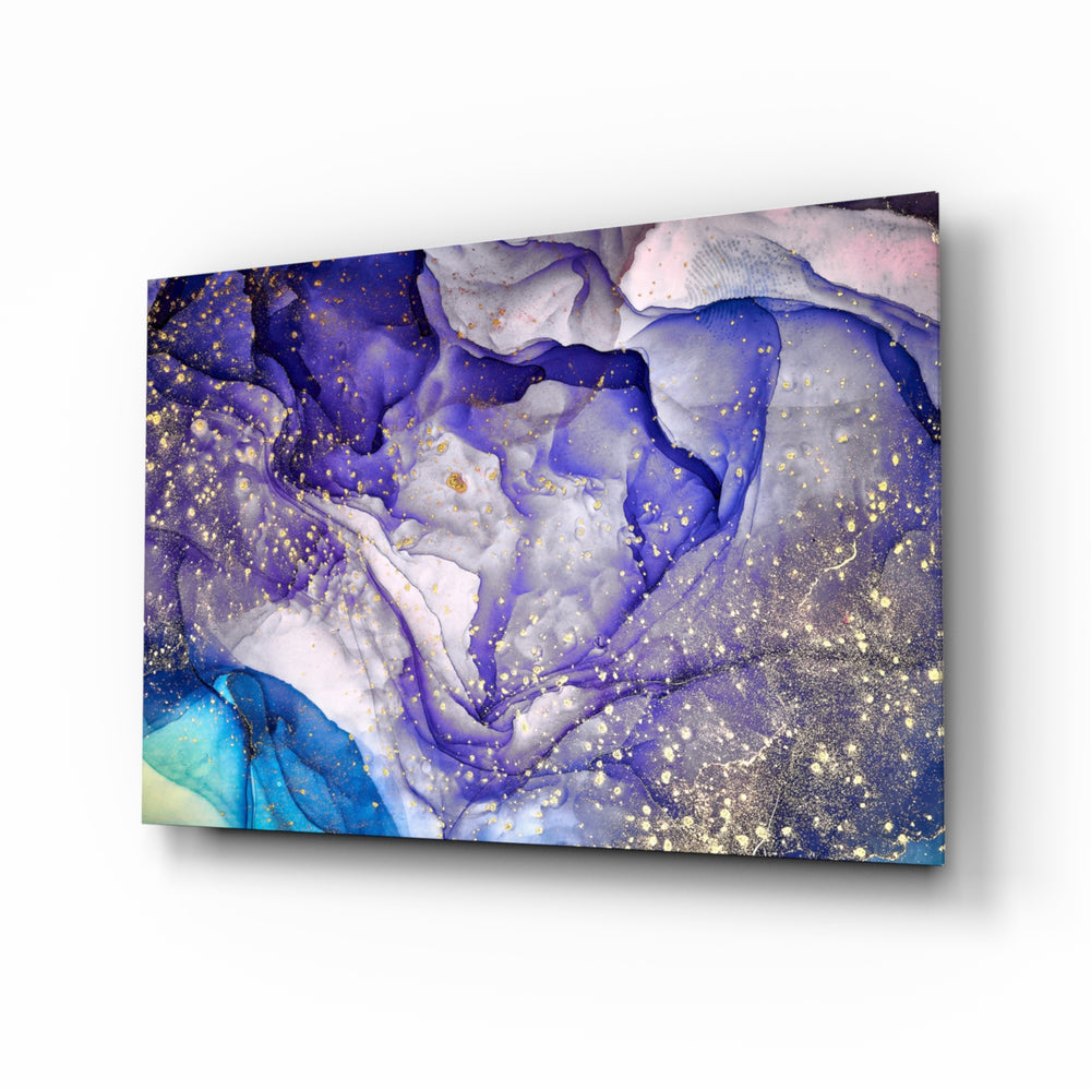 Amethyst Marble glass wall art displayed above a console in a designer interior