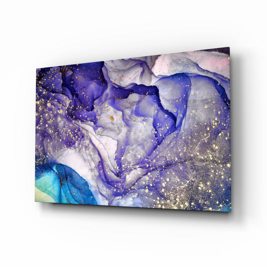 Amethyst Marble glass wall art displayed above a console in a designer interior