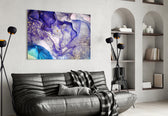 Amethyst Marble glass wall art styled above a vanity in a powder room