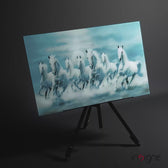 White Horses Glass Wall Art