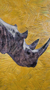 Golden Savannah Sentinel — 3D Haptic Embossed High-Gloss Luxury Wall Art