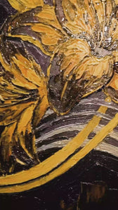 Gilded Ember Lilies — 3D Haptic Embossed High-Gloss Luxury Wall Art