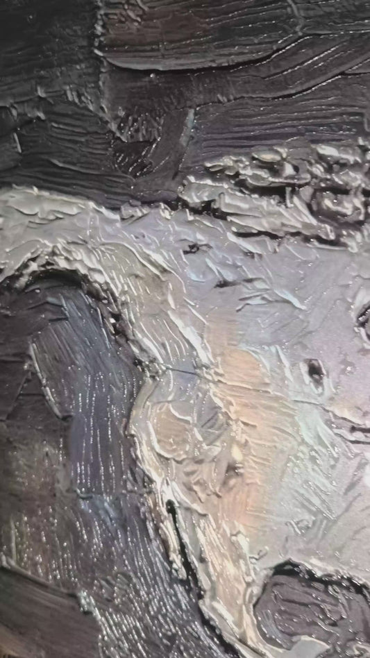 Titanium Terra Impasto — 3D Haptic Embossed High-Gloss Luxury Wall Art