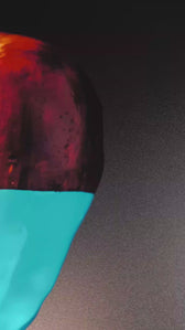 Crimson & Cyan Drip — 3D Haptic Embossed High-Gloss Luxury Wall Art