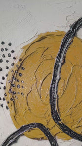 Teal & Ochre Abstract Loop — 3D Haptic Embossed High-Gloss Luxury Wall Art