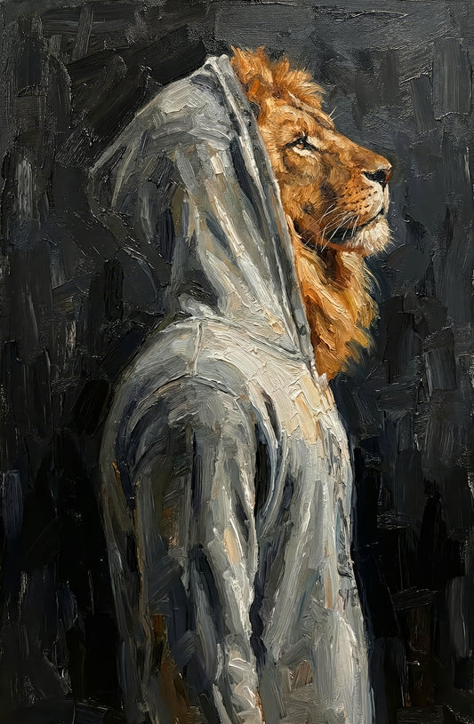 Majestic Urban Monarch — Ein 3D-Impasto-Porträt der Straßen-Royalty