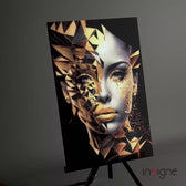 Golden Face Glass Wall Art