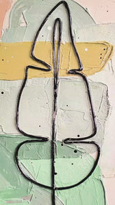 Follaje abstracto salvia y pétalo — Arte mural de lujo 3D háptico en relieve de alto brillo