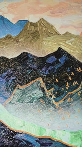 Golden Summit Peaks — 3D Haptic Embossed High-Gloss Luxury Wall Art