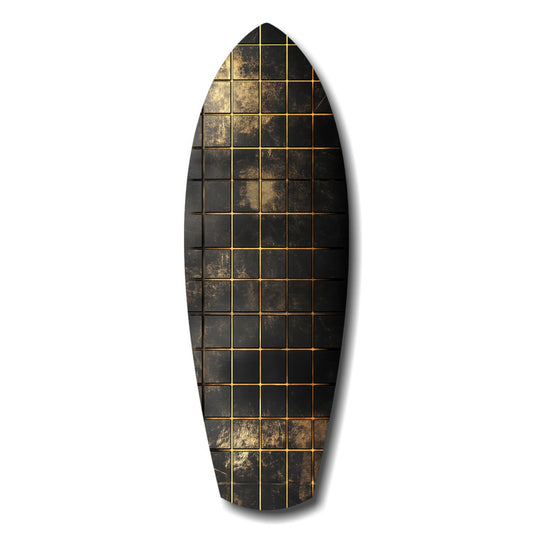 Golden Surf Reflection Glass Wall Art.