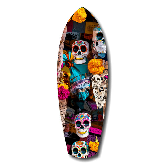 Colorful Skulls Glass Wall Art.