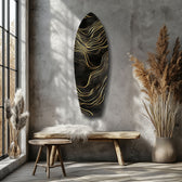 Golden Waves Glass Wall Art.