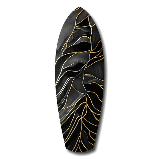 Golden Waves Glass Wall Art.